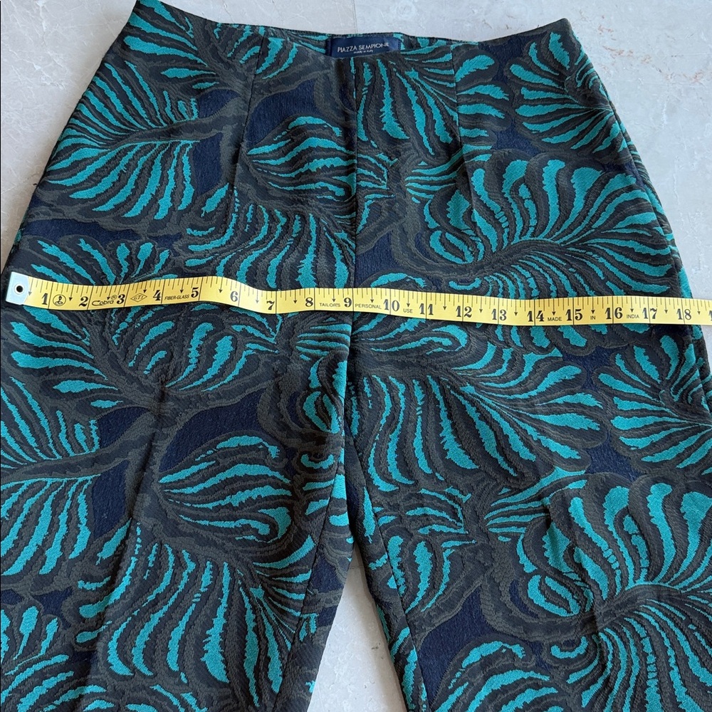 PIAZZA SEMPIONE  Teal , navy and dark brown Patterned Cropped Pants, Size 40 (S) - Picture 14 of 15